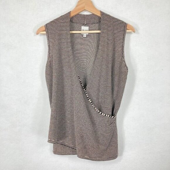 Nic + Zoe Vital Striped Wrap Tank Brown and Cream Size Med - Picture 5 of 9